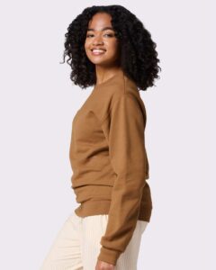 JERZEES 562MR Unisex NuBlend® Crewneck Sweatshirt – Golden Pecan (on model side)