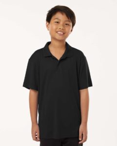AllPro 41800Y Youth Pro-Lock Performance Polo – Black (on model)