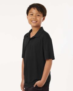 AllPro 41800Y Youth Pro-Lock Performance Polo – Black (on model side)