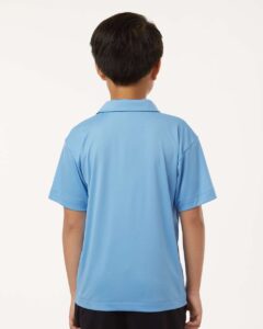 AllPro 41800Y Youth Pro-Lock Performance Polo – Carolina Blue (on model back)