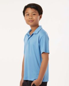 AllPro 41800Y Youth Pro-Lock Performance Polo – Carolina Blue (on model side)