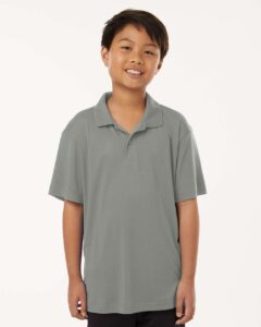 AllPro 41800Y Youth Pro-Lock Performance Polo – Greystone (on model)