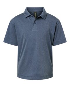 AllPro 41800Y Youth Pro-Lock Performance Polo – Heather Navy