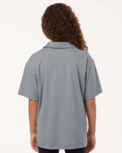 AllPro 41800Y Youth Pro-Lock Performance Polo – Heather Steel (on model back)