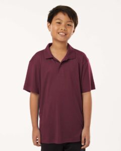 AllPro 41800Y Youth Pro-Lock Performance Polo – Maroon (on model)