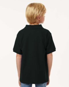 AllPro 62800Y Youth Pique Polo – Black (on model back)