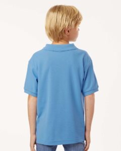 AllPro 62800Y Youth Pique Polo – Carolina Blue (on model back)