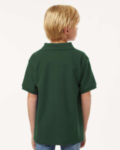 AllPro 62800Y Youth Pique Polo – Forest Green (on model back)