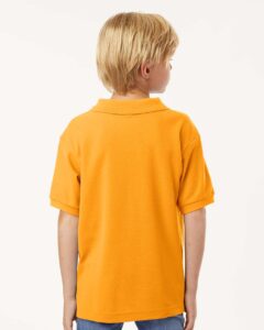 AllPro 62800Y Youth Pique Polo – Gold (on model back)