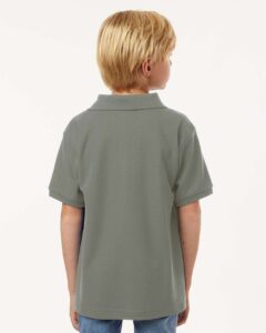 AllPro 62800Y Youth Pique Polo – Greystone (on model back)