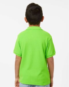 AllPro 62800Y Youth Pique Polo – Lime (on model back)