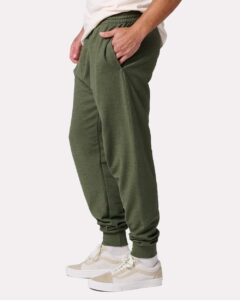 JERZEES IC50MPR Unisex Ultimate CVC Joggers – Military Green Heather (on model side)