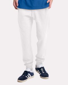 JERZEES IC50MPR Unisex Ultimate CVC Joggers – White (on model)