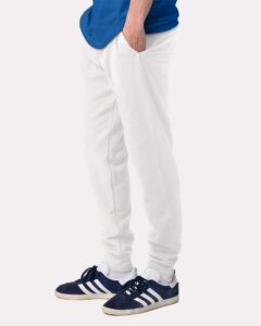 JERZEES IC50MPR Unisex Ultimate CVC Joggers – White (on model side)