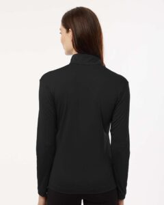 AllPro 41870L Women’s Pro-Lock Performance Quarter-Zip Pullover – Black (on model back)