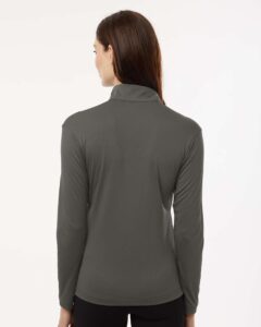 AllPro 41870L Women’s Pro-Lock Performance Quarter-Zip Pullover – Charcoal (on model back)