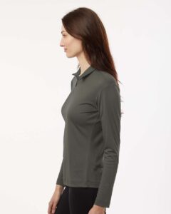 AllPro 41870L Women’s Pro-Lock Performance Quarter-Zip Pullover – Charcoal (on model side)