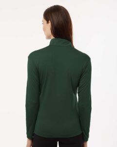 AllPro 41870L Women’s Pro-Lock Performance Quarter-Zip Pullover – Forest Green (on model back)