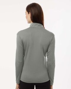 AllPro 41870L Women’s Pro-Lock Performance Quarter-Zip Pullover – Greystone (on model back)