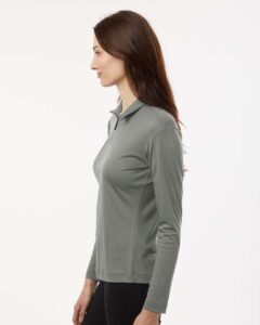 AllPro 41870L Women’s Pro-Lock Performance Quarter-Zip Pullover – Greystone (on model side)