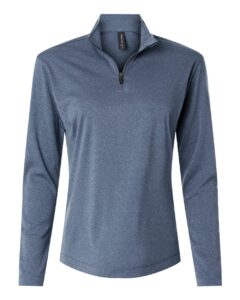 AllPro 41870L Women’s Pro-Lock Performance Quarter-Zip Pullover – Heather Navy