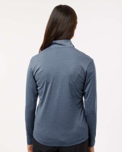 AllPro 41870L Women’s Pro-Lock Performance Quarter-Zip Pullover – Heather Navy (on model back)