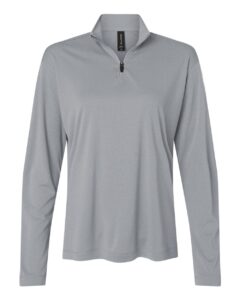 AllPro 41870L Women’s Pro-Lock Performance Quarter-Zip Pullover – Heather Steel