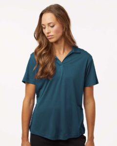 AllPro 41800L Women’s Pro-Lock Performance Polo – Atlantic Blue (on model)