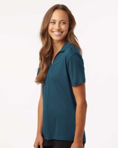 AllPro 41800L Women’s Pro-Lock Performance Polo – Atlantic Blue (on model side)