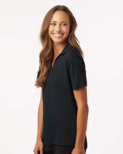 AllPro 41800L Women’s Pro-Lock Performance Polo – Black (on model side)
