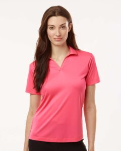 AllPro 41800L Women’s Pro-Lock Performance Polo – Bright Pink (on model)