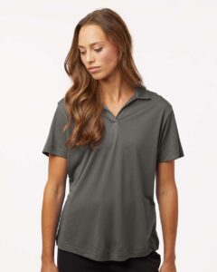 AllPro 41800L Women’s Pro-Lock Performance Polo – Charcoal (on model)