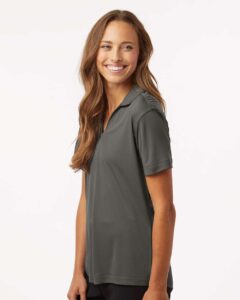 AllPro 41800L Women’s Pro-Lock Performance Polo – Charcoal (on model side)