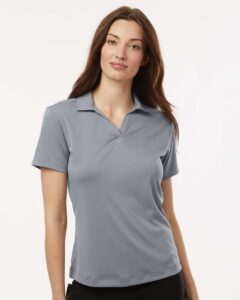 AllPro 41800L Women’s Pro-Lock Performance Polo – Heather Steel (on model)