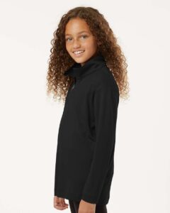 AllPro 41870Y Youth Pro-Lock Performance Quarter-Zip Pullover – Black (on model side)