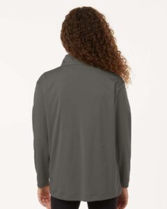 AllPro 41870Y Youth Pro-Lock Performance Quarter-Zip Pullover – Charcoal (on model back)