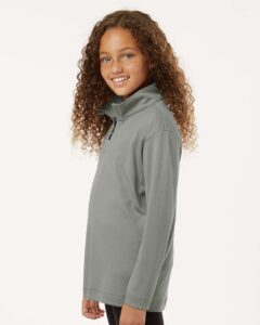 AllPro 41870Y Youth Pro-Lock Performance Quarter-Zip Pullover – Greystone (on model side)