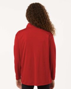 AllPro 41870Y Youth Pro-Lock Performance Quarter-Zip Pullover – Red (on model back)