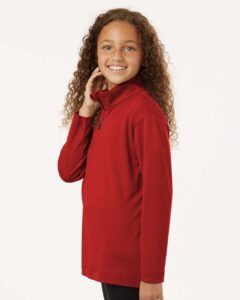 AllPro 41870Y Youth Pro-Lock Performance Quarter-Zip Pullover – Red (on model side)