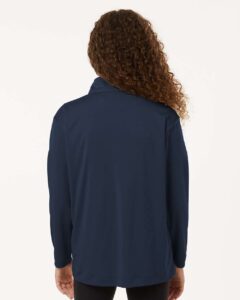 AllPro 41870Y Youth Pro-Lock Performance Quarter-Zip Pullover – Navy (on model back)