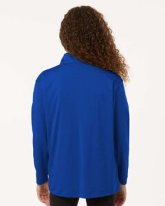 AllPro 41870Y Youth Pro-Lock Performance Quarter-Zip Pullover – Royal (on model back)