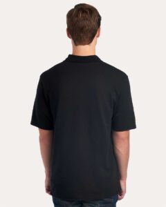 JERZEES 436MP Men’s Dri-Power® Polo with Pocket – Black (on model back)