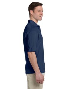 JERZEES 436MP Men’s Dri-Power® Polo with Pocket – J. Navy (on model side)