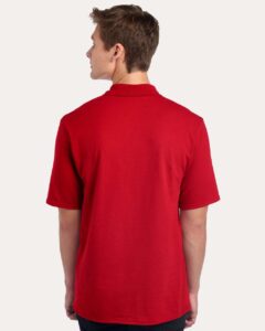 JERZEES 436MP Men’s Dri-Power® Polo with Pocket – True Red (on model back)