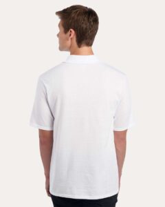 JERZEES 436MP Men’s Dri-Power® Polo with Pocket – White (on model back)
