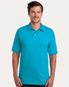 JERZEES 437R Men’s Dri-Power® Polo – California Blue (on model)