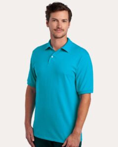 JERZEES 437R Men’s Dri-Power® Polo – California Blue (on model side)