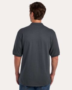 JERZEES 437R Men’s Dri-Power® Polo – Charcoal Grey (on model back)