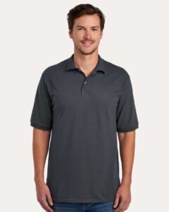 JERZEES 437R Men’s Dri-Power® Polo – Charcoal Grey (on model)