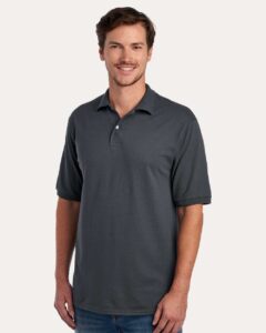 JERZEES 437R Men’s Dri-Power® Polo – Charcoal Grey (on model side)